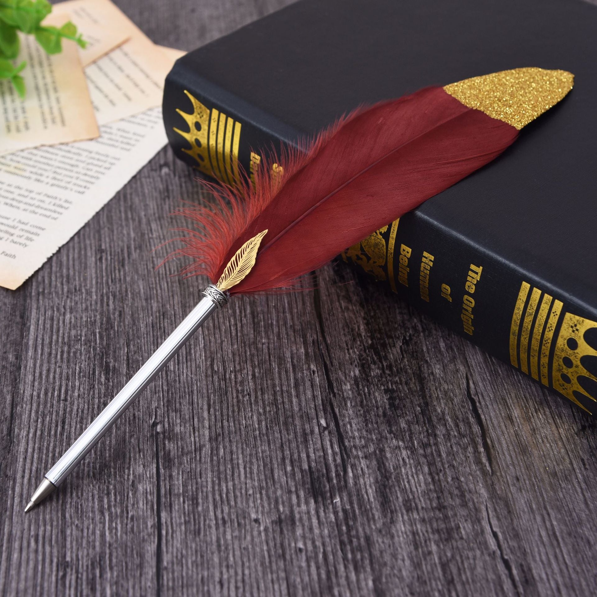 Wholesale Gold Powder Feather Gel Pen
